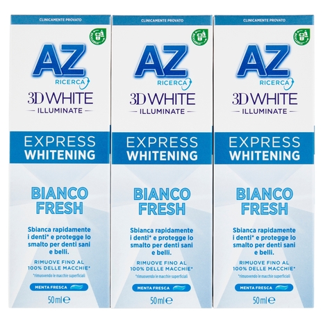 AZ Ricerca Dentifricio 3D White Illuminate Express Whitening Bianco Fresh 3 x 50 ml